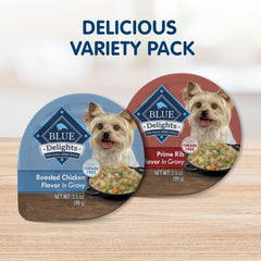 Blue Buffalo Delights prime rib dans sauce, tasse ouverte, goût riche pour petit chien
