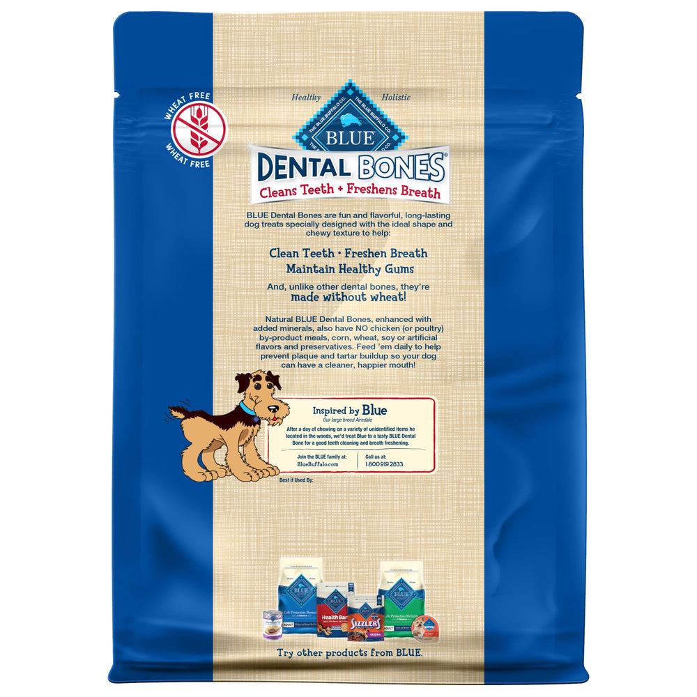 Blue Buffalo Dental Bones forme régulière, croquant apprécié par les chiens.
