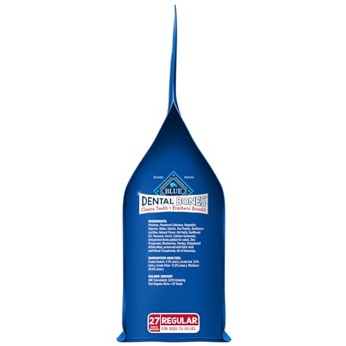 Blue Buffalo Dental Bones packaging clair et pratique pour le rangement.
