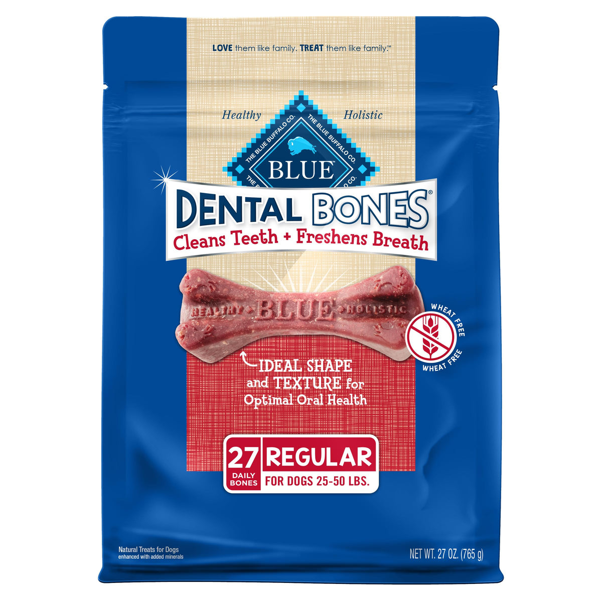 Blue Buffalo Dental Bones paquet 27oz, soutien dentaire quotidien pour chiens moyens.