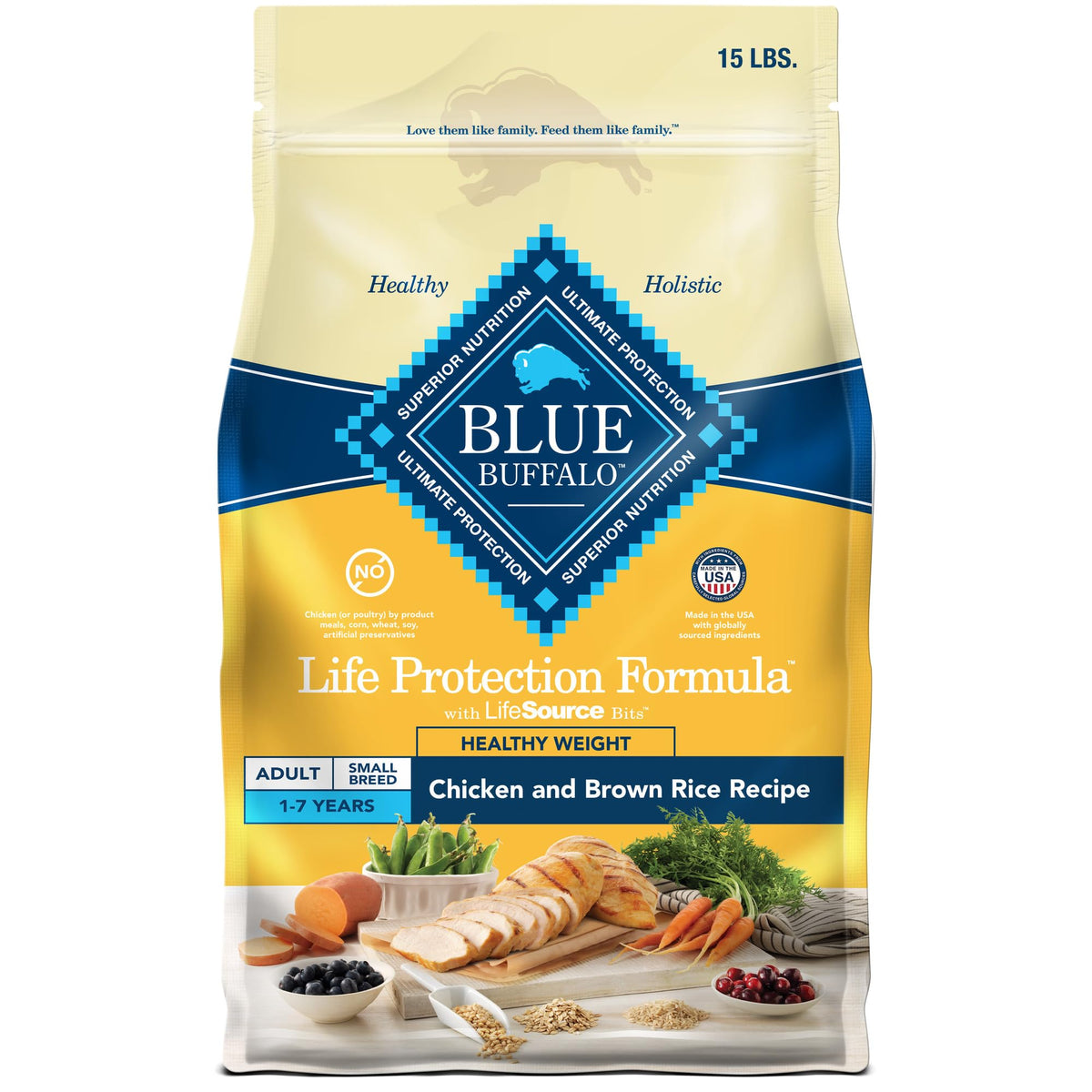Blue Buffalo Formule Protection de Vie – sac 15 lb, soutien poids sain potentiel.