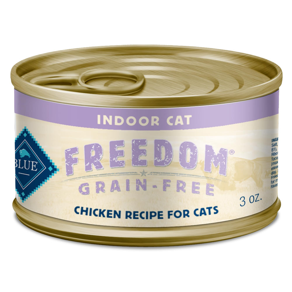 Blue Buffalo Freedom Chat Pâté Adulte Indoor 3oz : poulet premier ingrédient, énergie