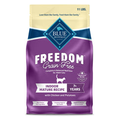 Blue Buffalo Freedom sac 11 livres au poulet, soutien potentiel pour les muscles des chats matures.