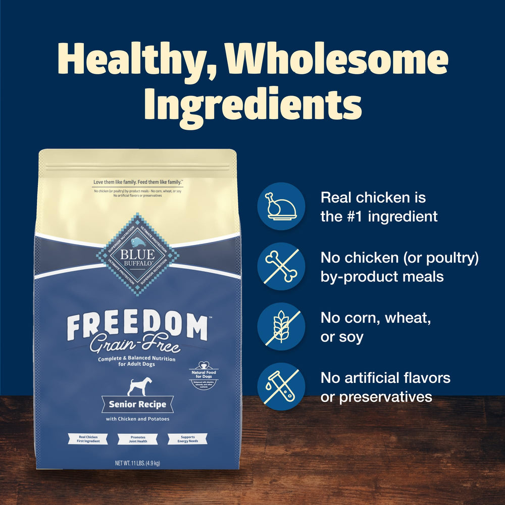 Blue Buffalo Freedom Senior: ingrédients naturels et sans additifs artificiels.