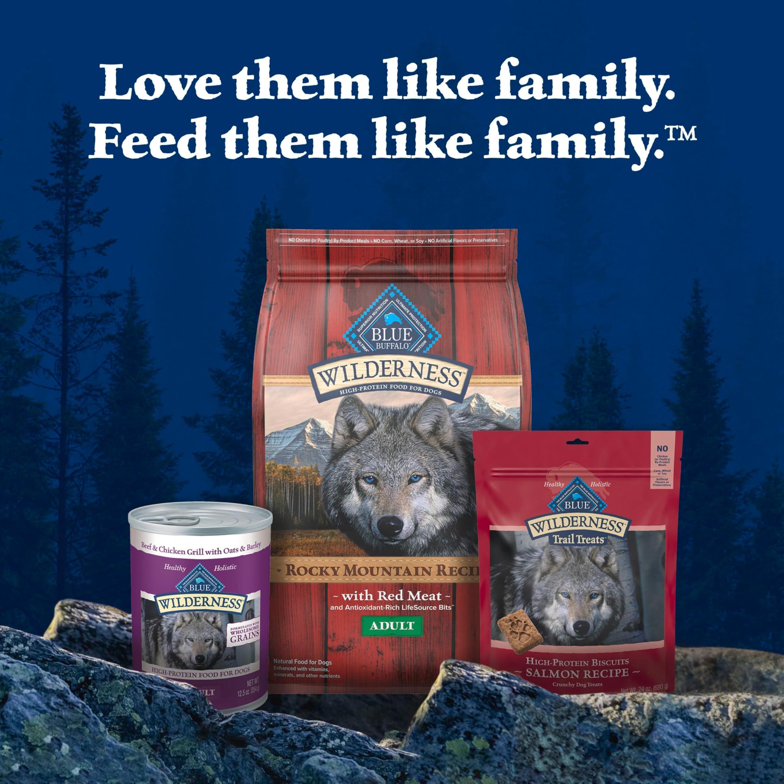 Sans sous-produits de poulet, friandises Blue Buffalo sans poulet.