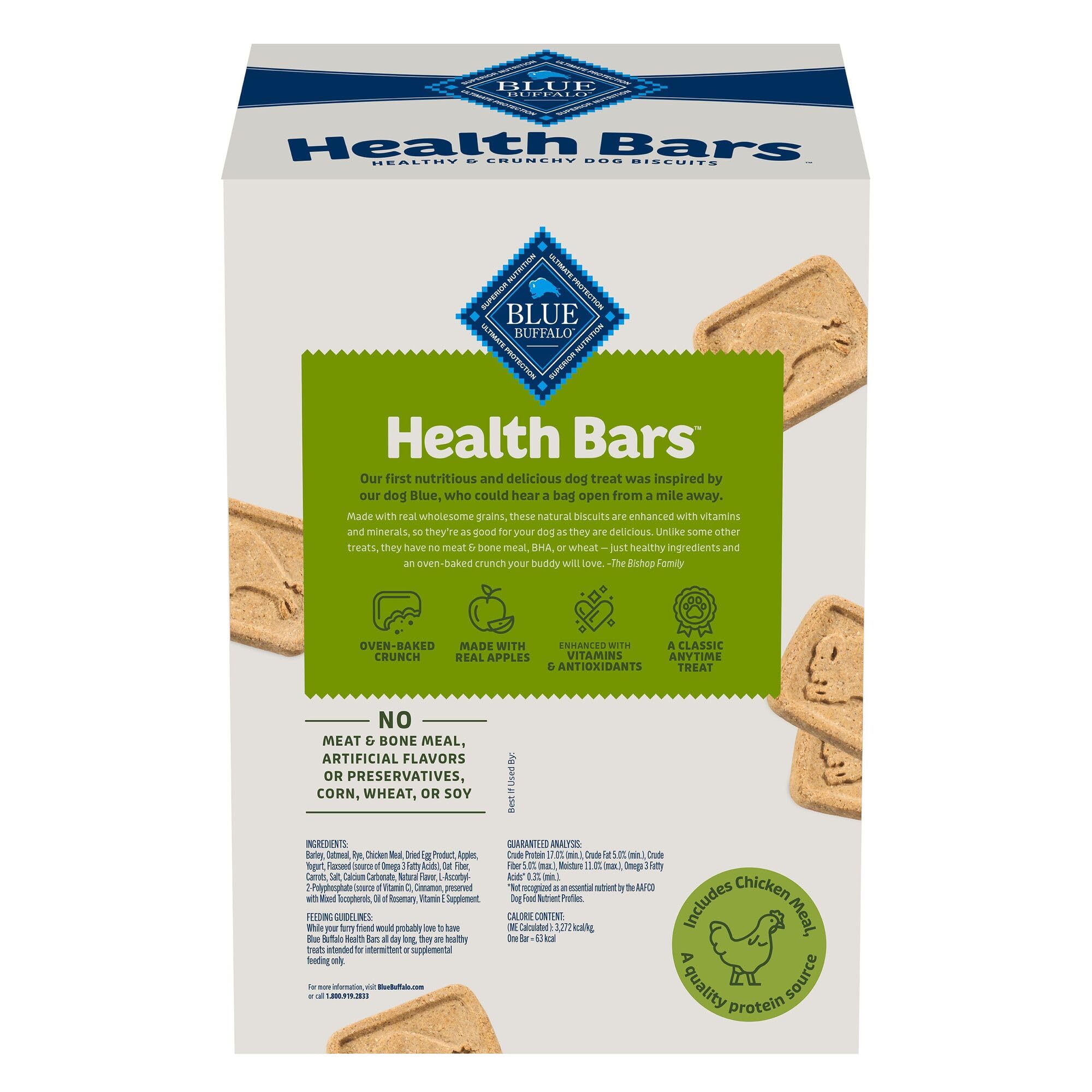 Ingrédients naturels Blue Buffalo Health Bars à base d'avoine, pommes et yogourt