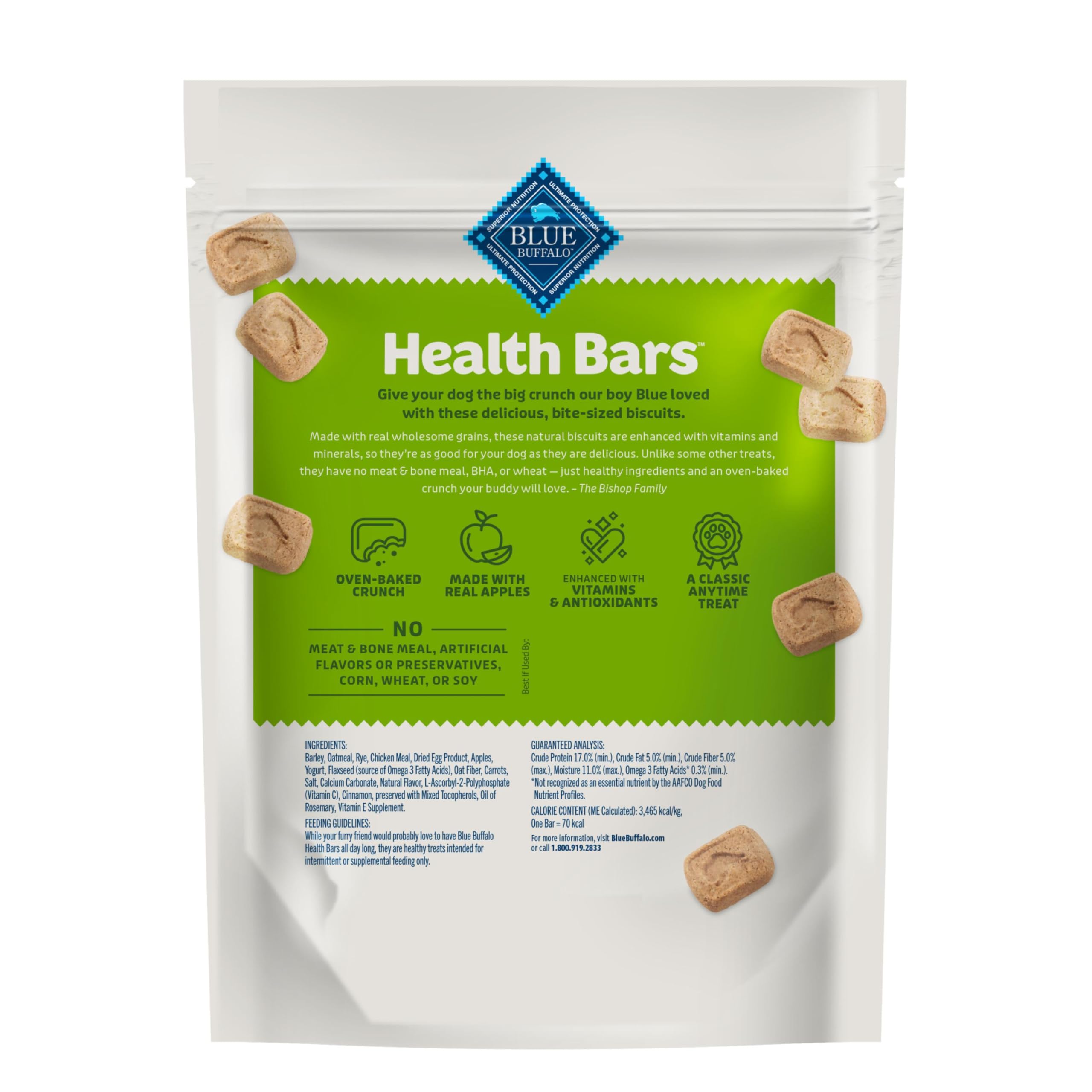 Blue Buffalo Health Bars Mini biscuits croquants, récompense idéale pour l’entraînement