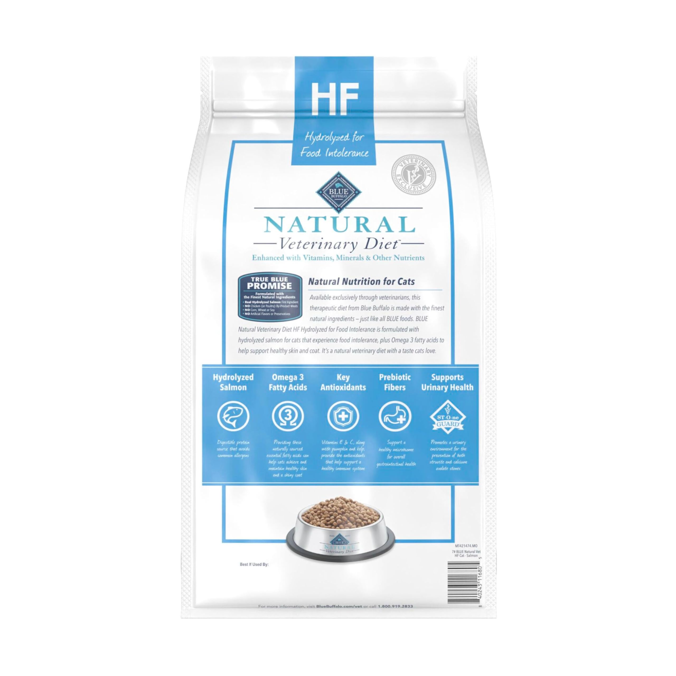 Chat mangeant Blue Buffalo, formule HF hydrolysée adaptée sensibilité alimentaire