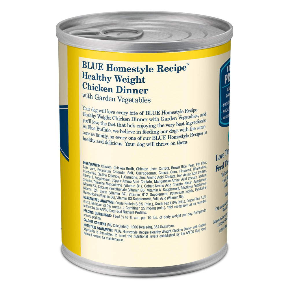 Blue Buffalo Homestyle Healthy Weight ingrédients naturels visibles sur l'emballage