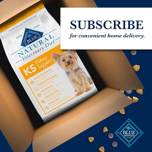 Alimentation quotidienne Blue Buffalo KS pour le soutien rénal du chien.