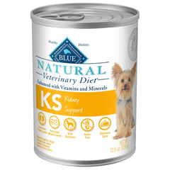 Blue Buffalo KS emballage avant, alimentation humide pour chien avec soutien rénal potentiel.