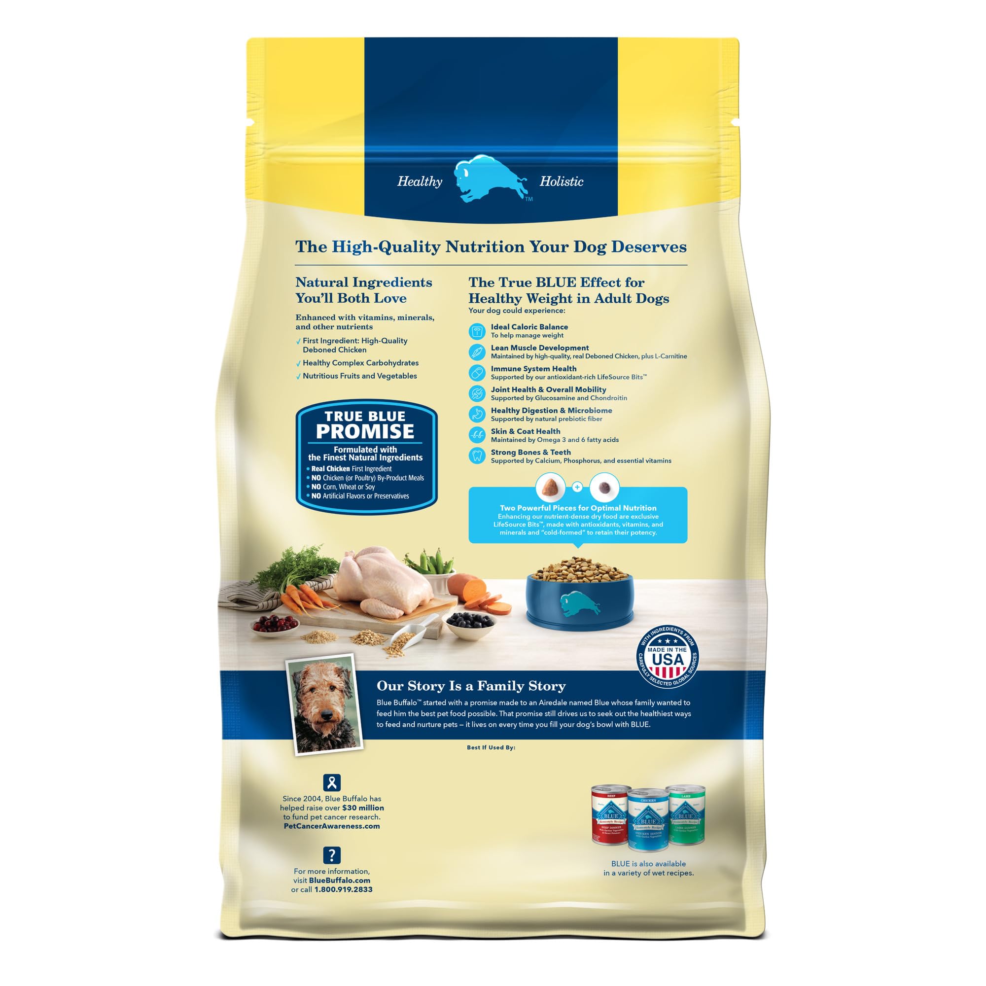 Blue Buffalo Life Protection Formule: portions de croquettes pour chien en équilibre calorique.