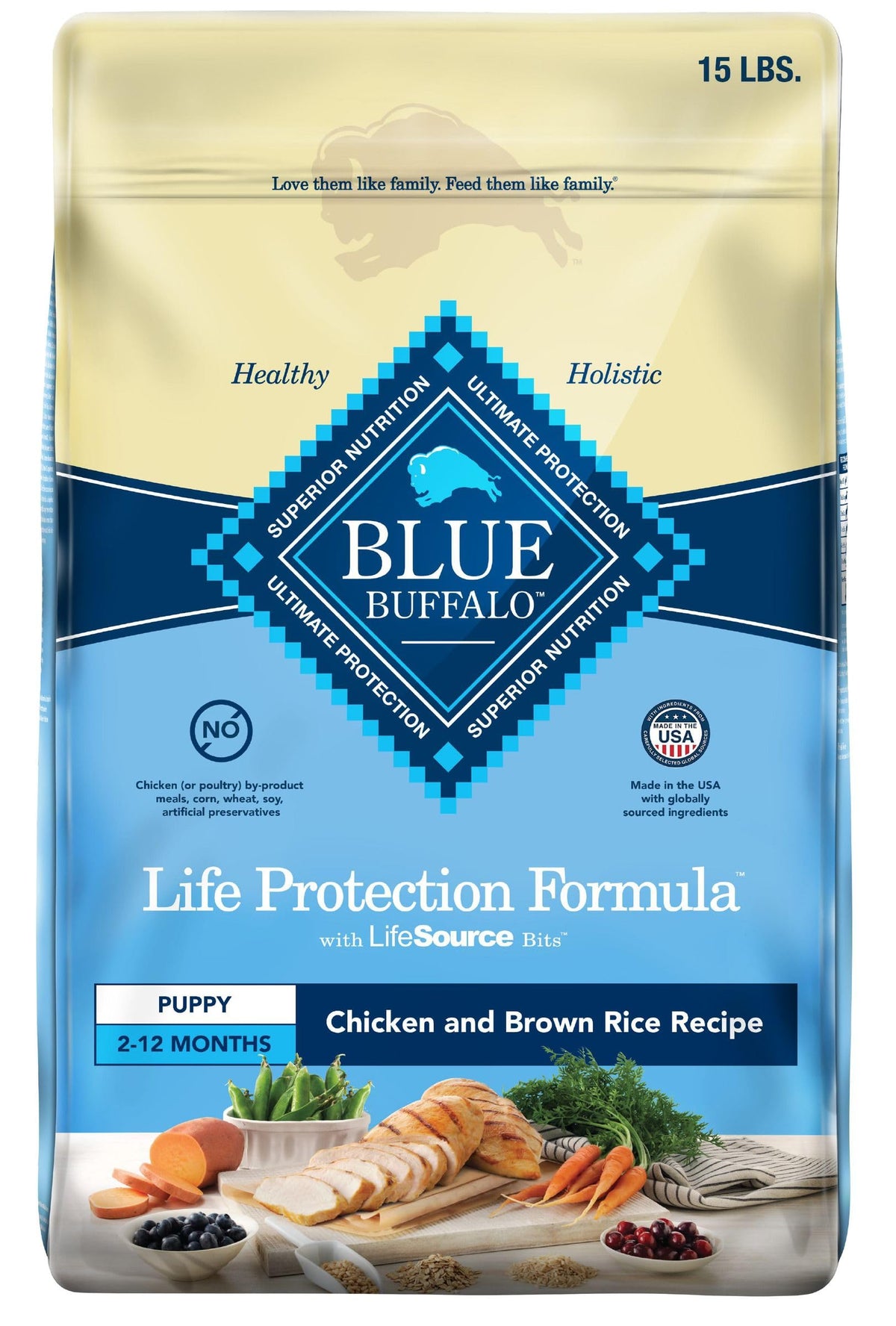 Blue Buffalo Life Protection Formula Chiot - sac visible, alimentation pratique pour chiot en croissance.