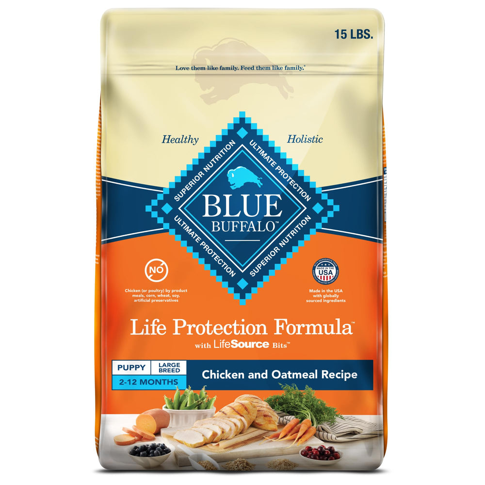 Blue Buffalo Life Protection Grand Chiot premier ingrédient poulet, croquettes équilibrées.
