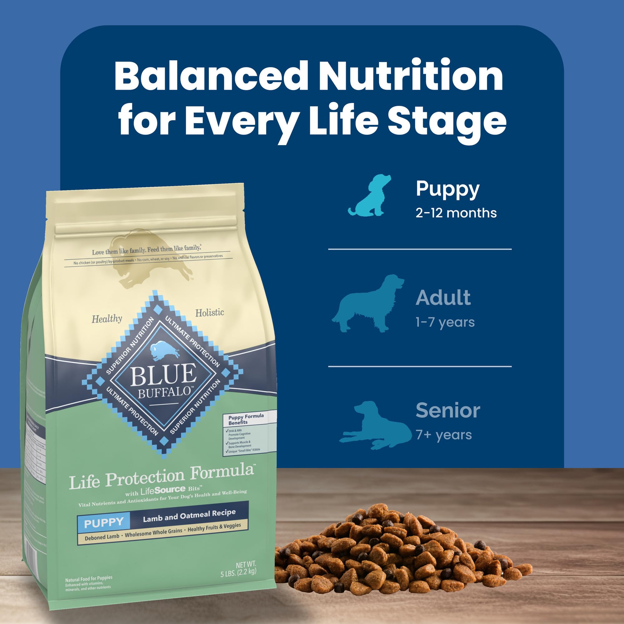 Blue Buffalo Life Protection Puppy DHA et ARA, soutien potentiel au développement.