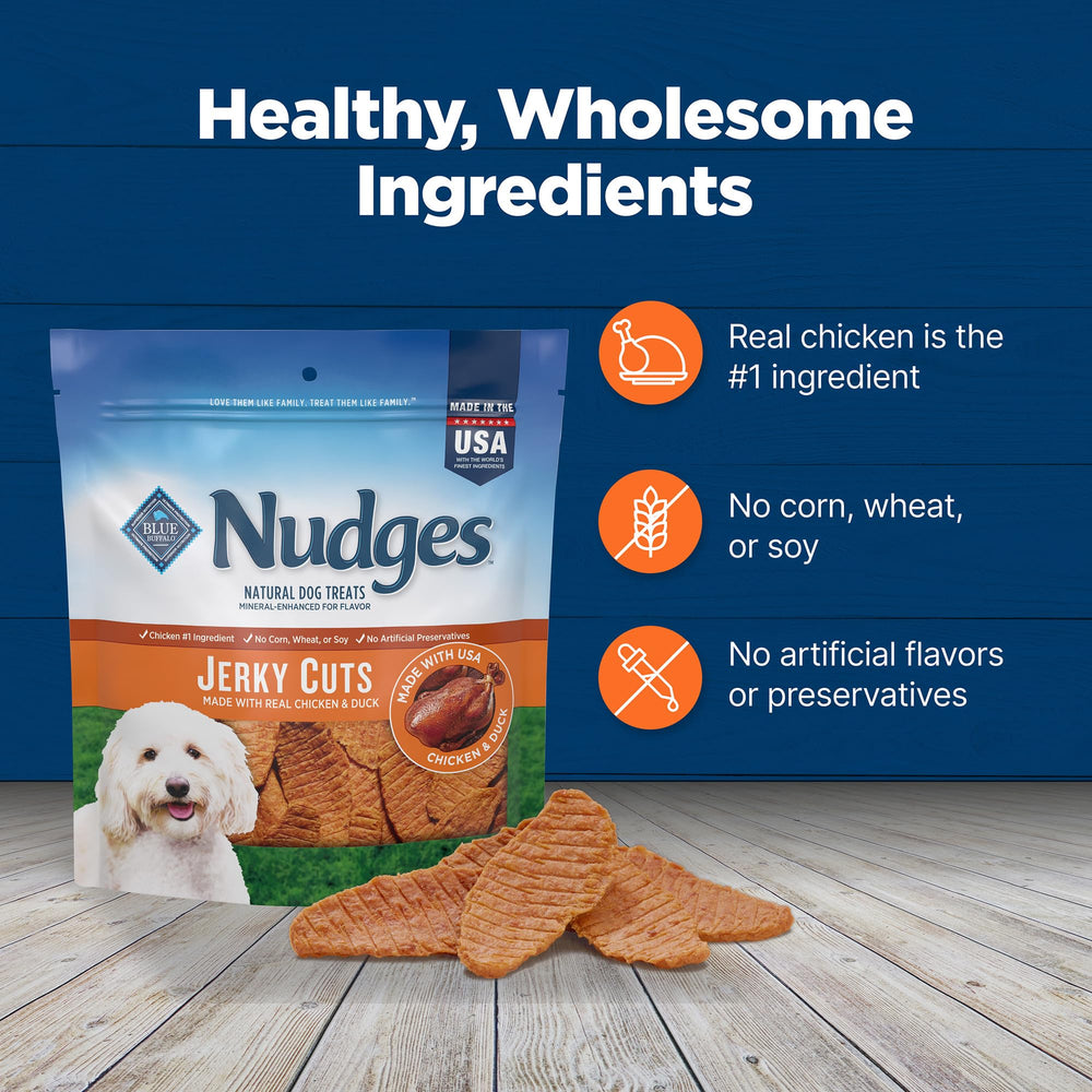 Blue Buffalo Nudges Jerky Cuts canard - sans arômes ni conservateurs artificiels.