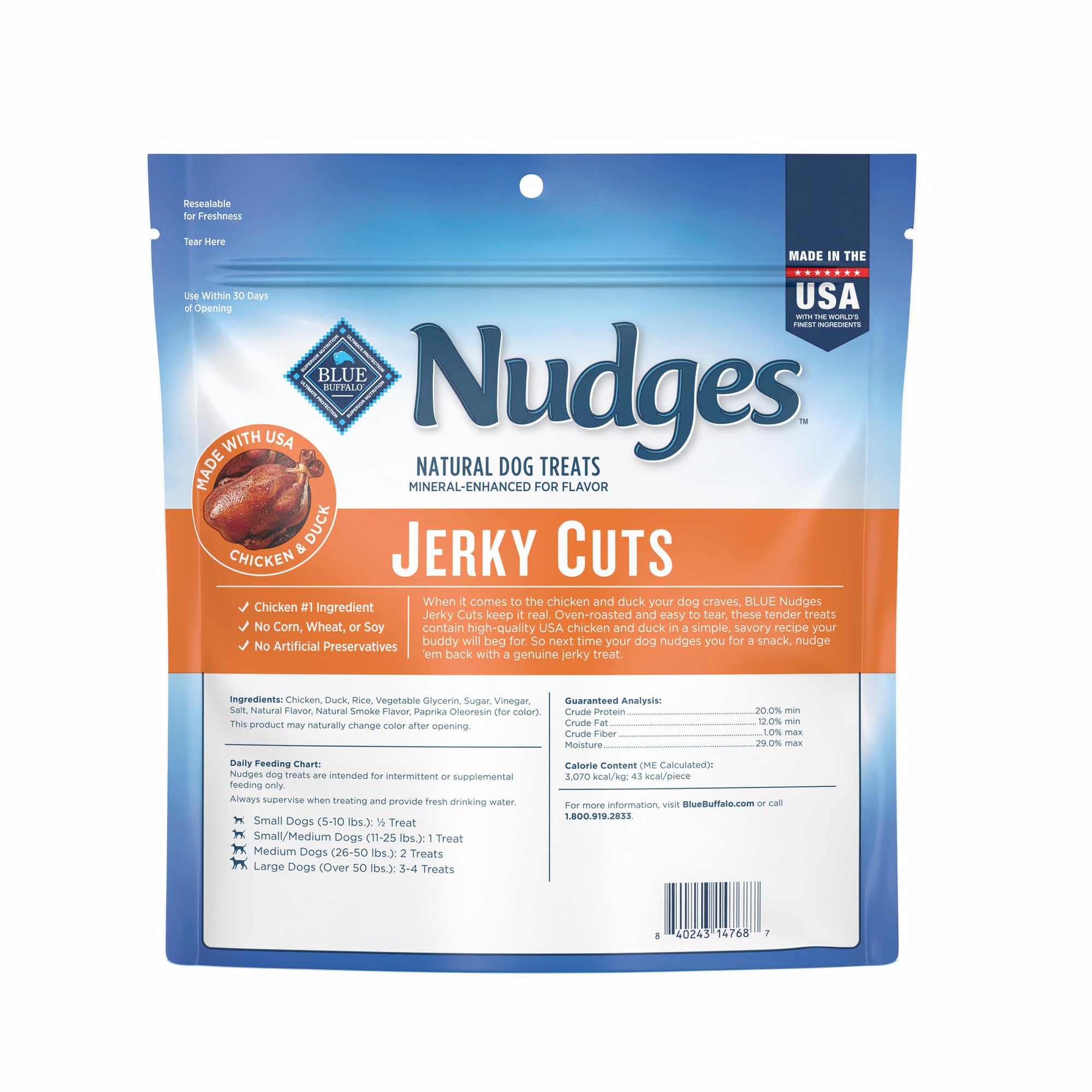 Blue Buffalo Nudges : texture tendre idéale pour petites et grandes races.