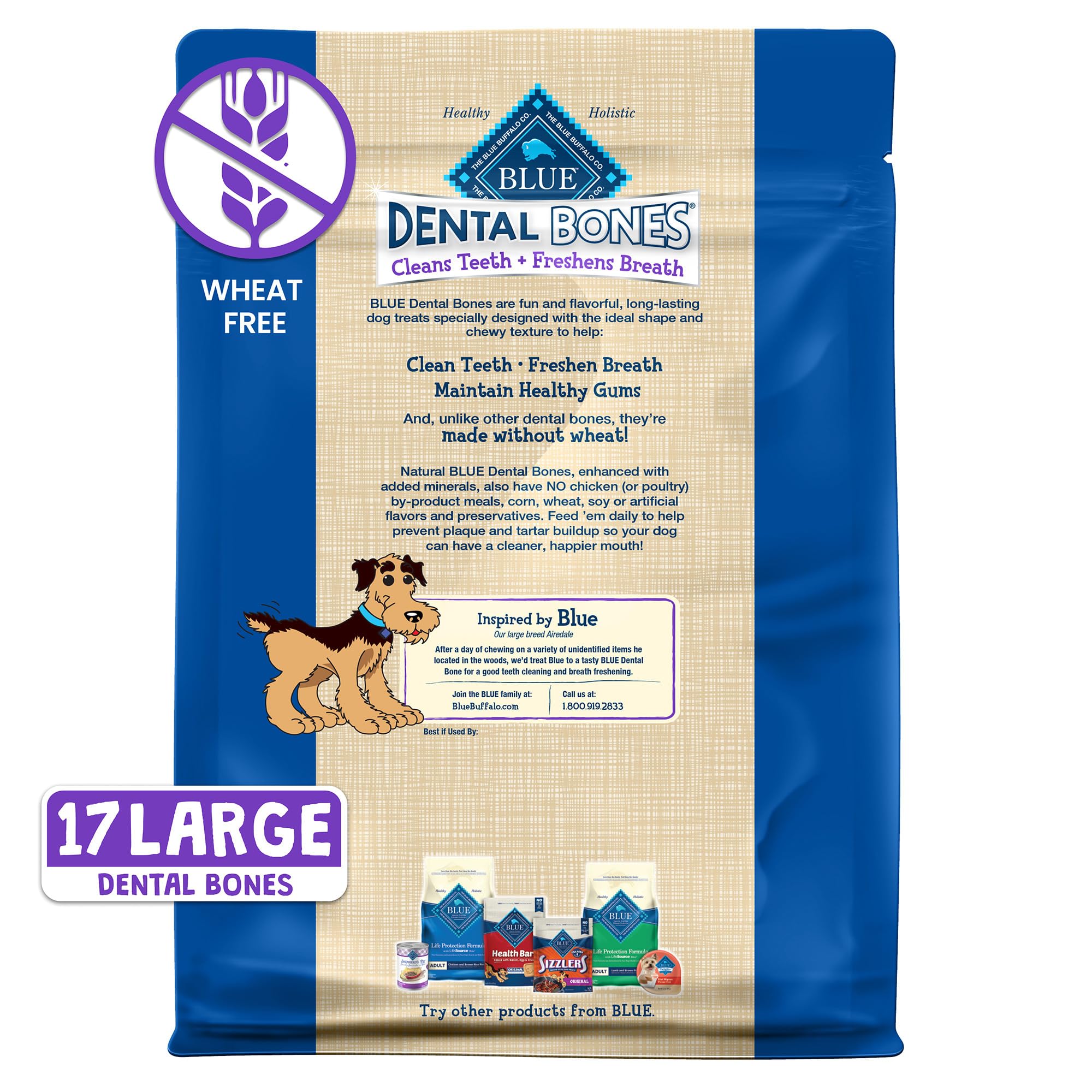 Blue Buffalo Os Dentaires Grands Chiens, texture molle facilitant la mastication.