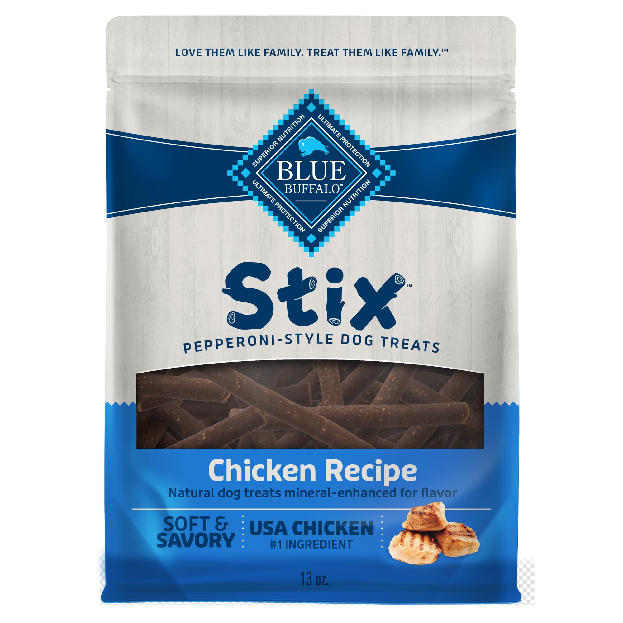 Blue Buffalo Stix au poulet style pepperoni, friandise savoureuse pour chien