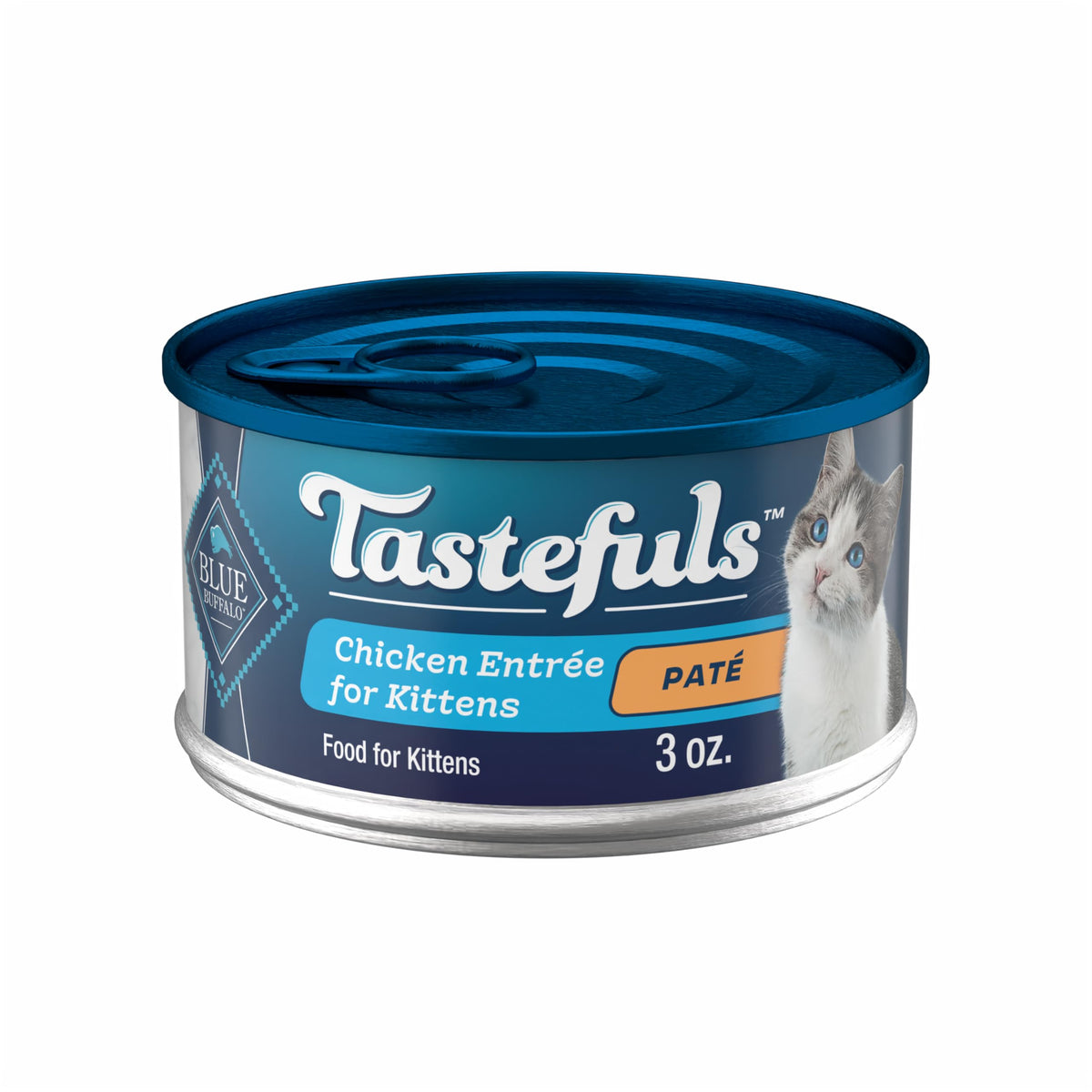 Blue Buffalo Tastefuls Pâté Chaton Poulet — premier ingrédient poulet réel pour un repas savoureux.