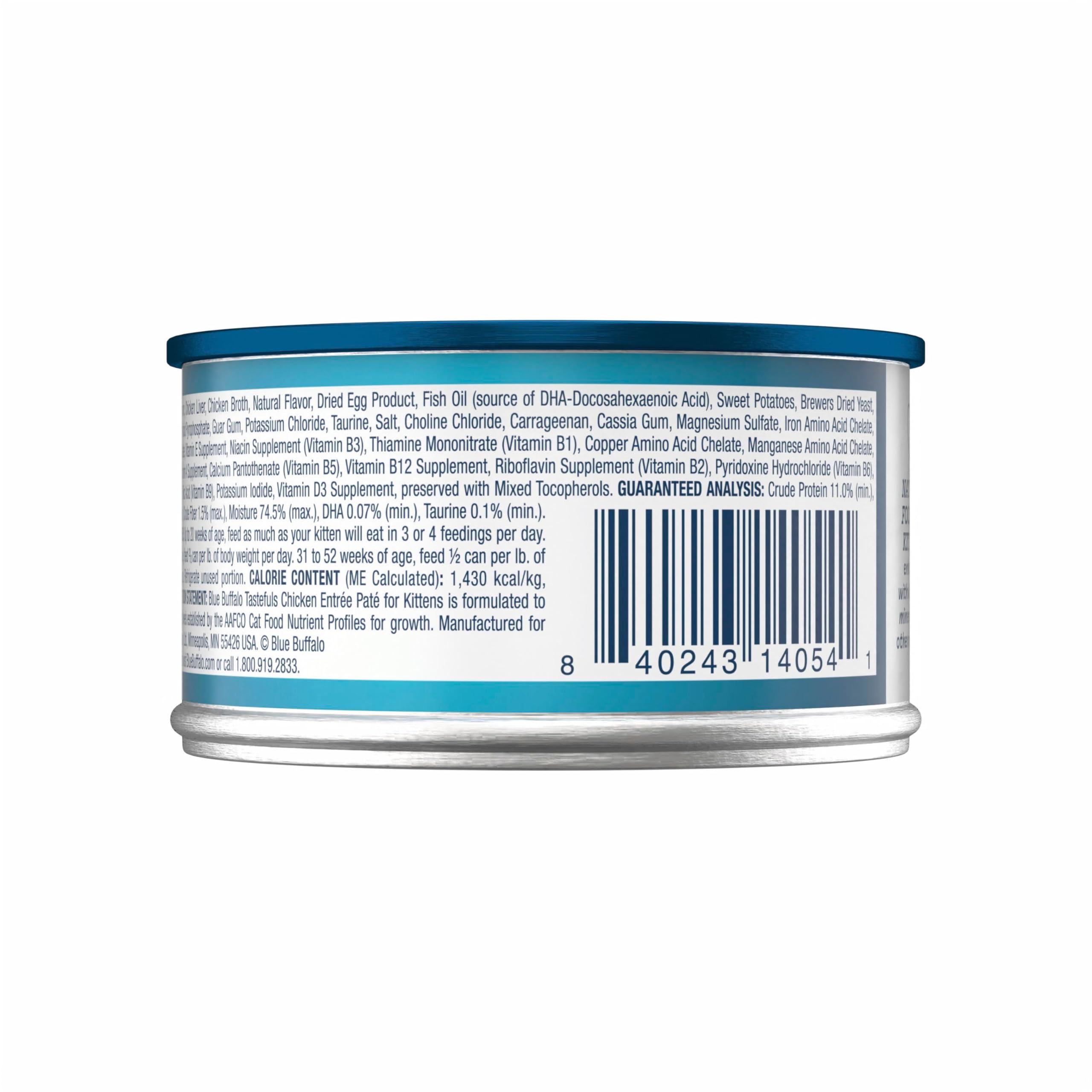Blue Buffalo Tastefuls Chaton Pâté Poulet — boîte 3 oz, hydratation quotidienne assurée.