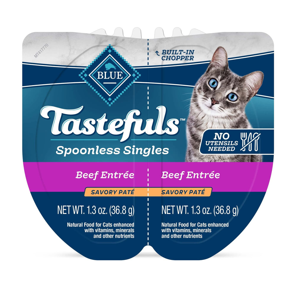 Blue Buffalo Tastefuls, cups sans ustensiles, service rapide et propre.