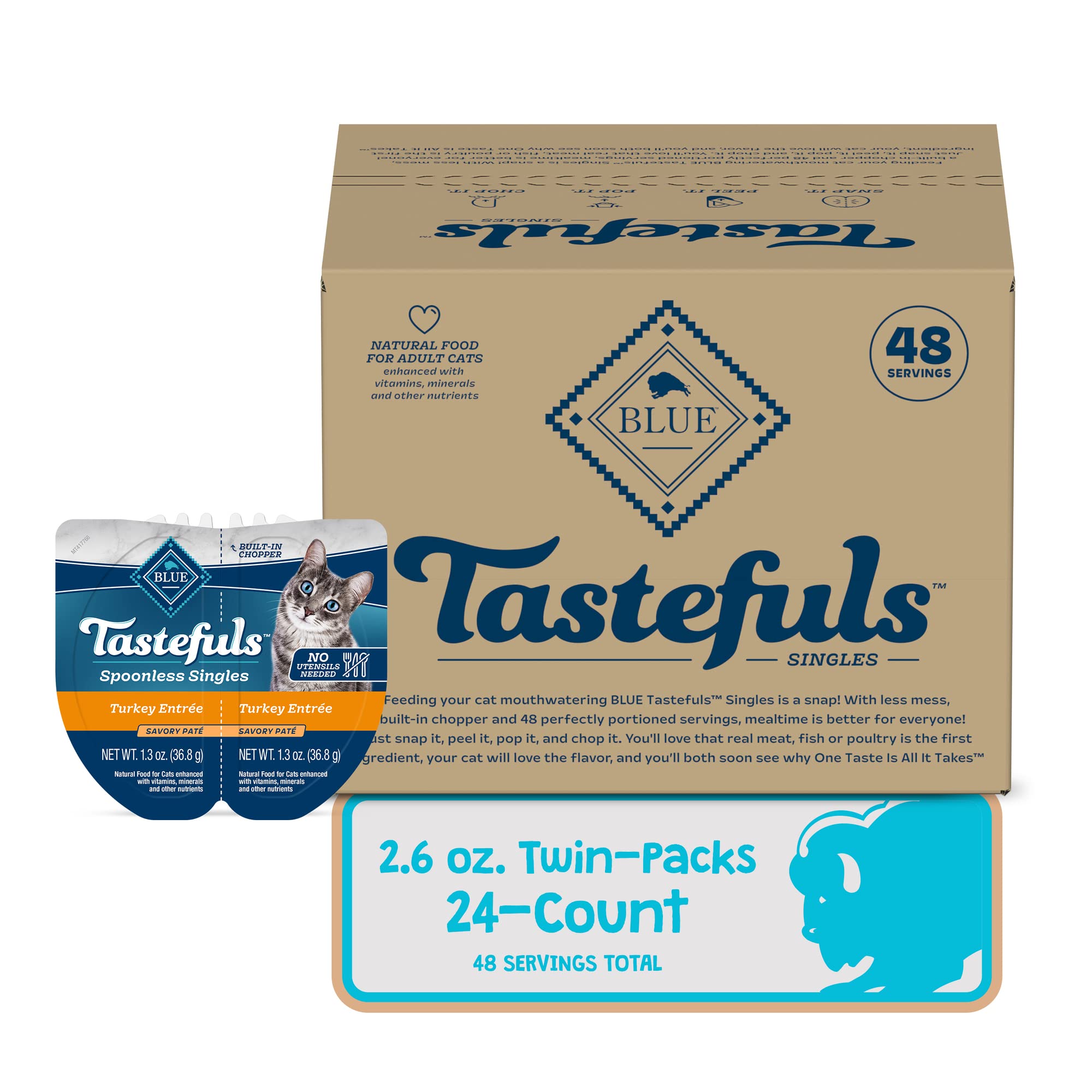 Blue Buffalo Tastefuls ouverture facile, service rapide sans vaisselle.