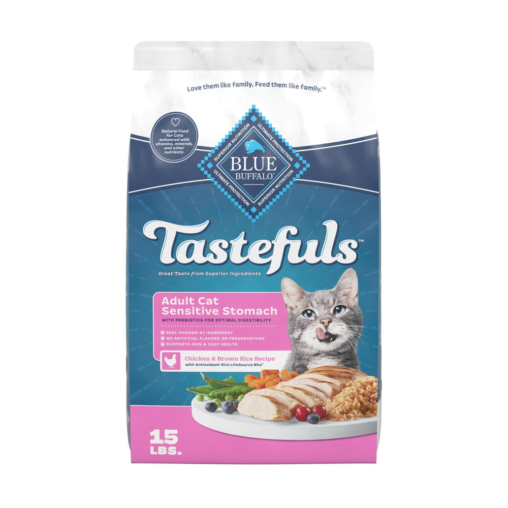 Paquet Blue Buffalo Tastefuls 15-lb, pratique pour l'alimentation quotidienne des chats.