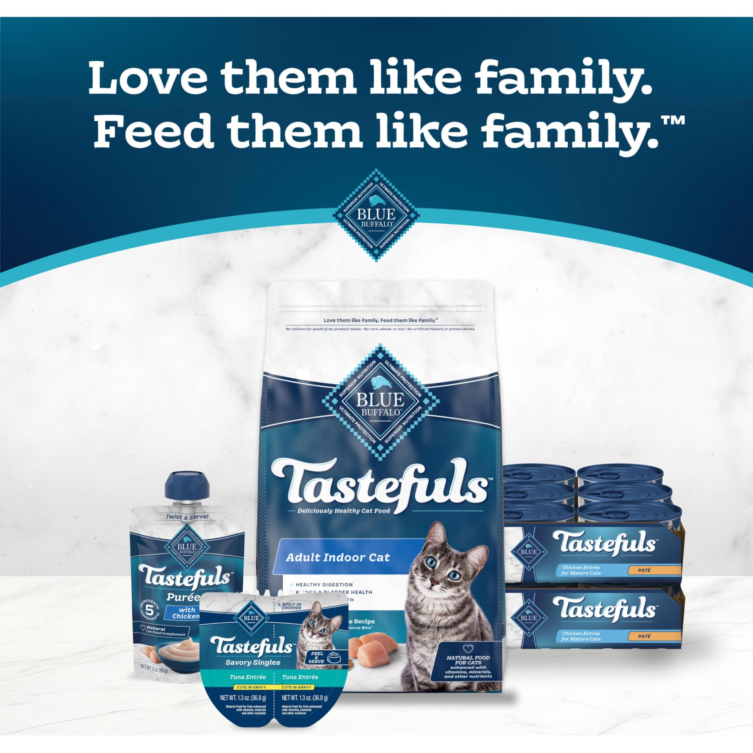 Ingrédients naturels et qualité dans Tastefuls pour chats seniors