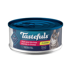Blue Buffalo Tastefuls: poisson et crevettes en sauce nappée, portion pratique.