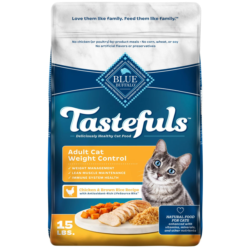 Blue Buffalo Tastefuls poulet premier ingrédient, emballage reflétant qualité et saveur