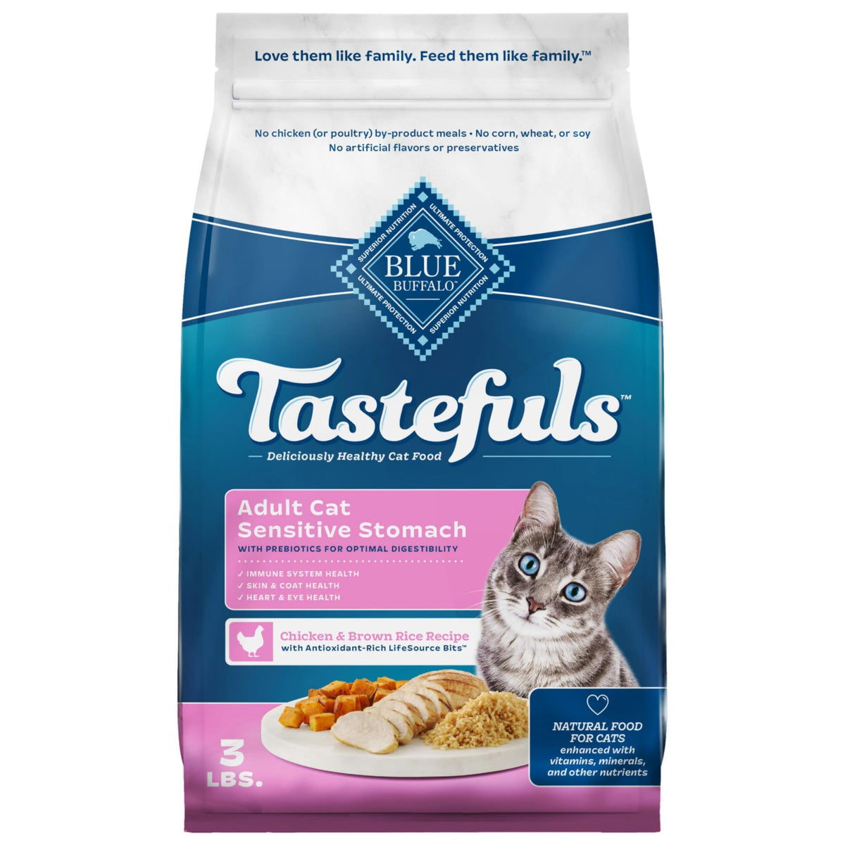 Blue Buffalo Tastefuls poulet-riz-seche: première protéine réelle pour digestion en douceur.