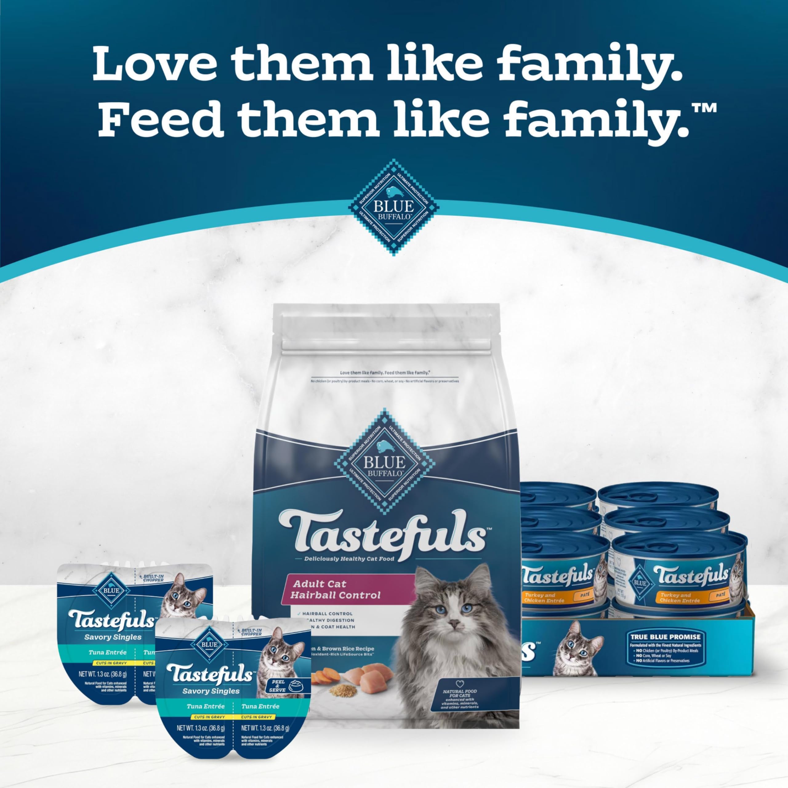 Blue Buffalo Tastefuls – sachet refermable pour conserver la fraîcheur.