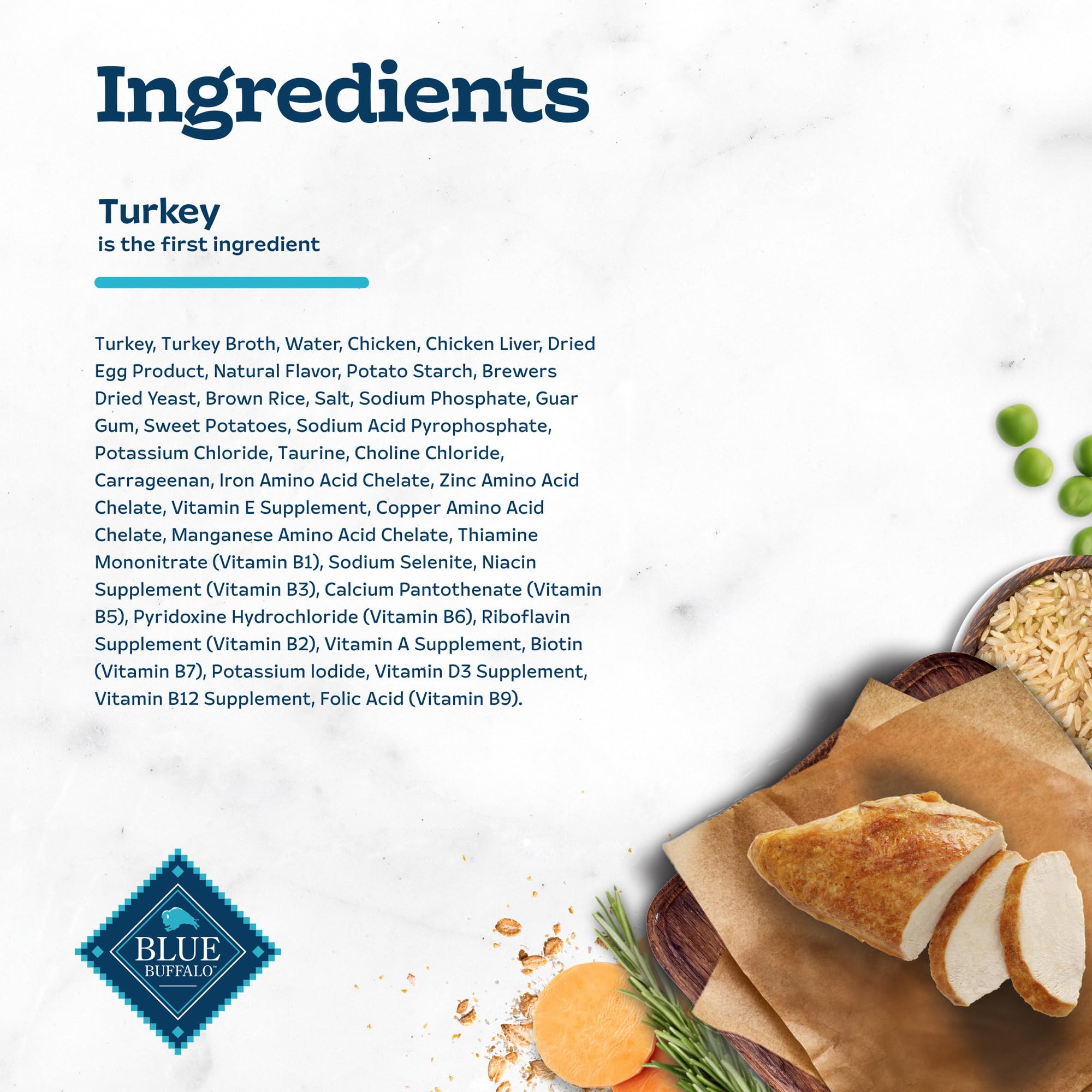Blue Buffalo Tastefuls Savory Singles, ingrédients naturels et dinde.
