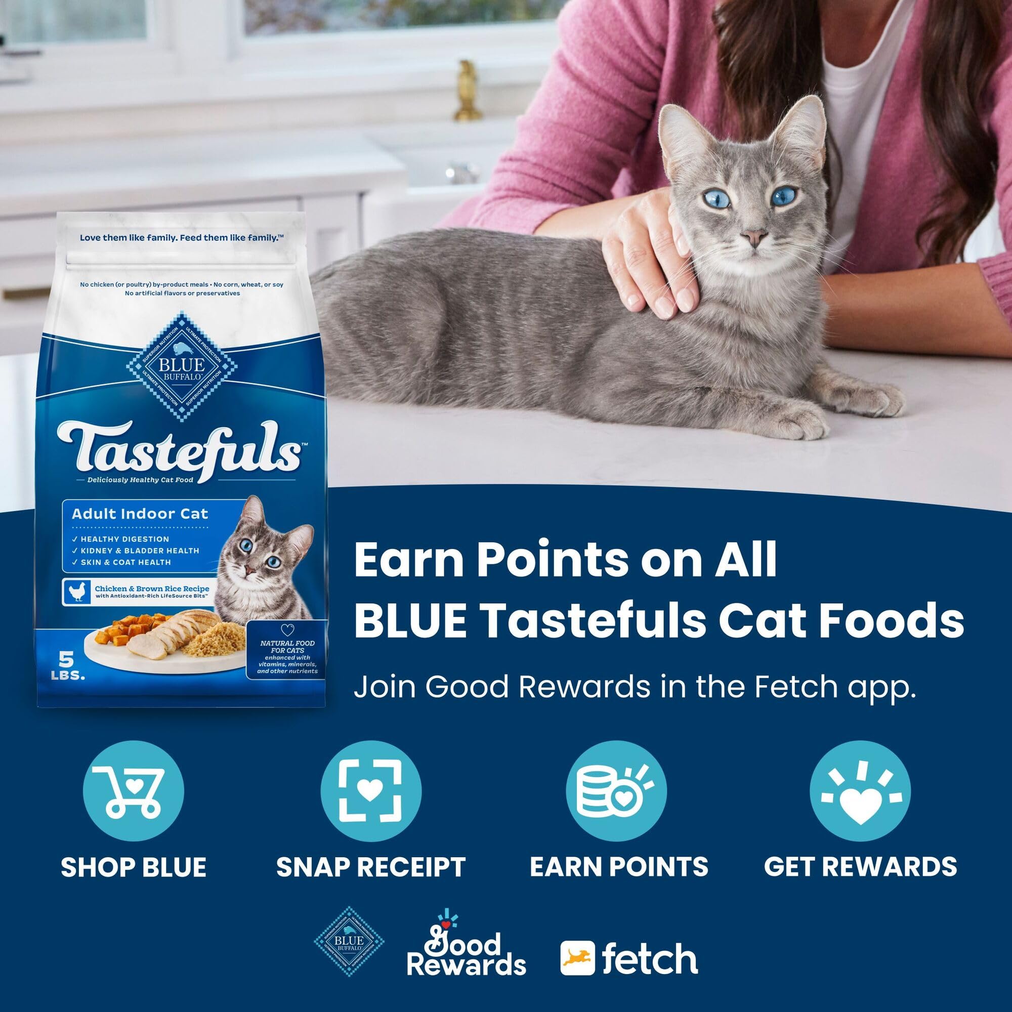 Blue Buffalo Tastefuls soutien digestion grâce à des nutriments clés.