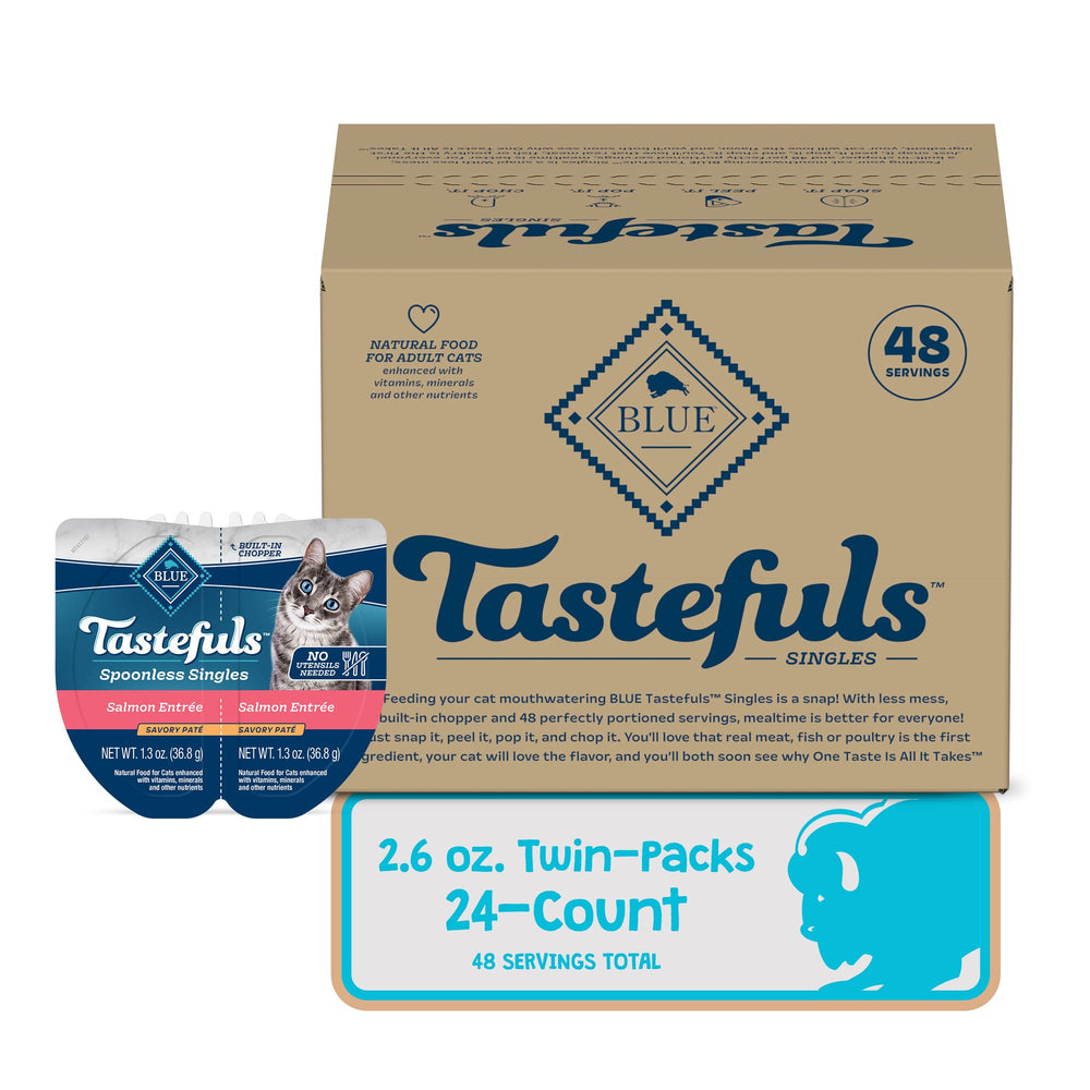 Blue Buffalo Tastefuls Spoonless Singles, coupe intégrée facilitant la portion en un seul geste.