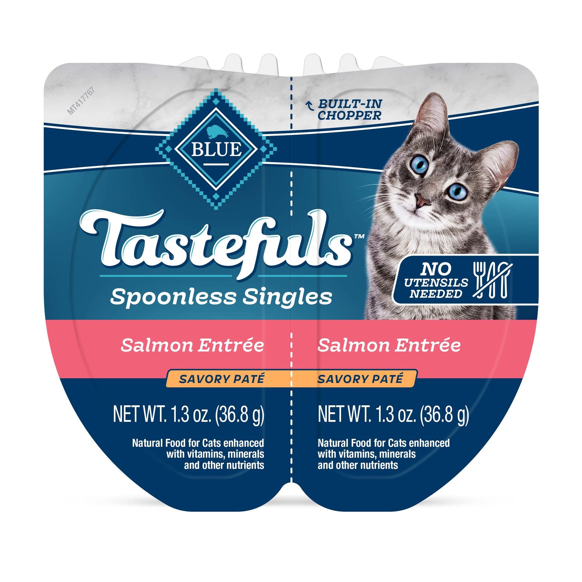 Blue Buffalo Tastefuls Spoonless Singles, lot double de 2,6 oz, pratique pour stocker et servir.