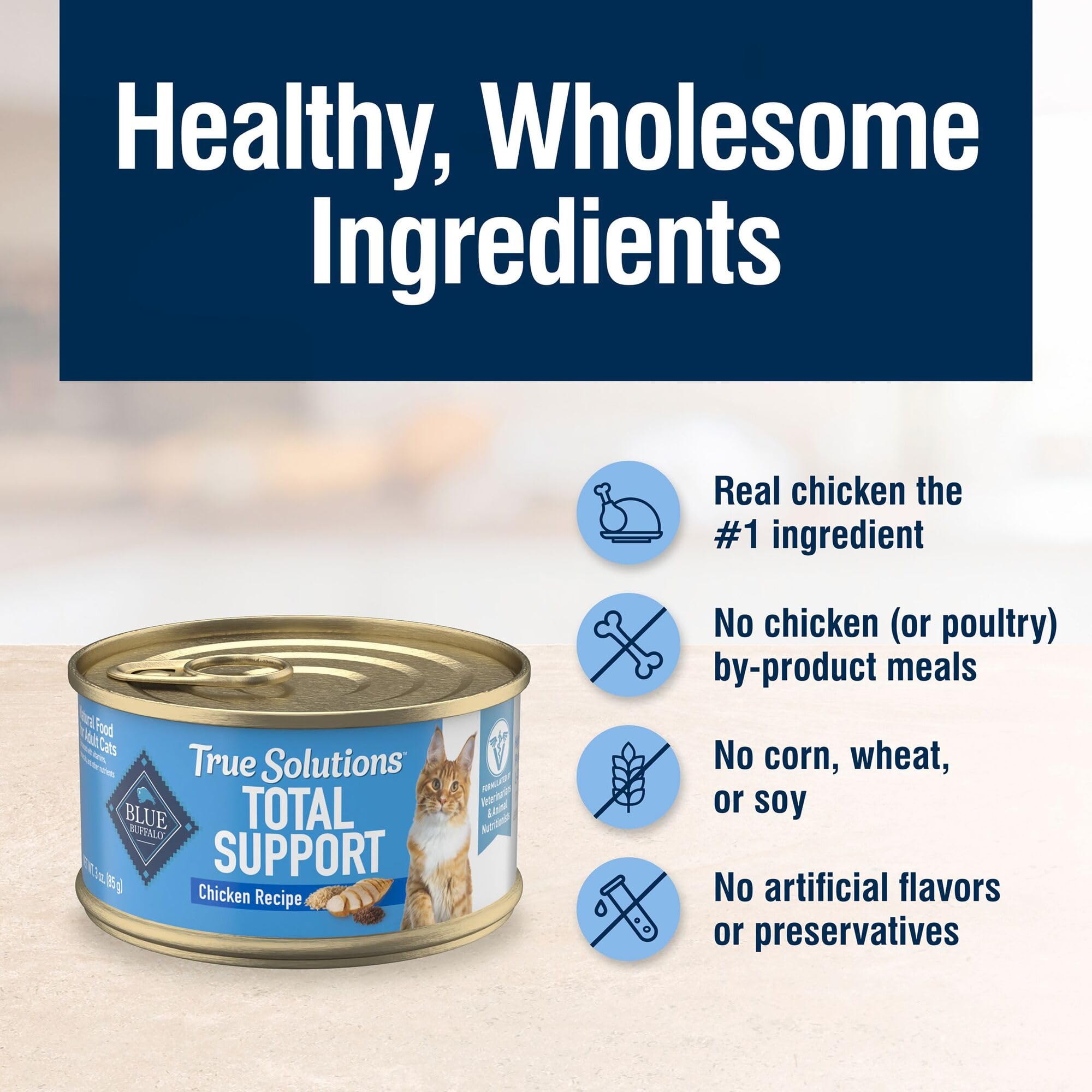 Blue Buffalo True Solutions sans arômes artificiels ni conservateurs.