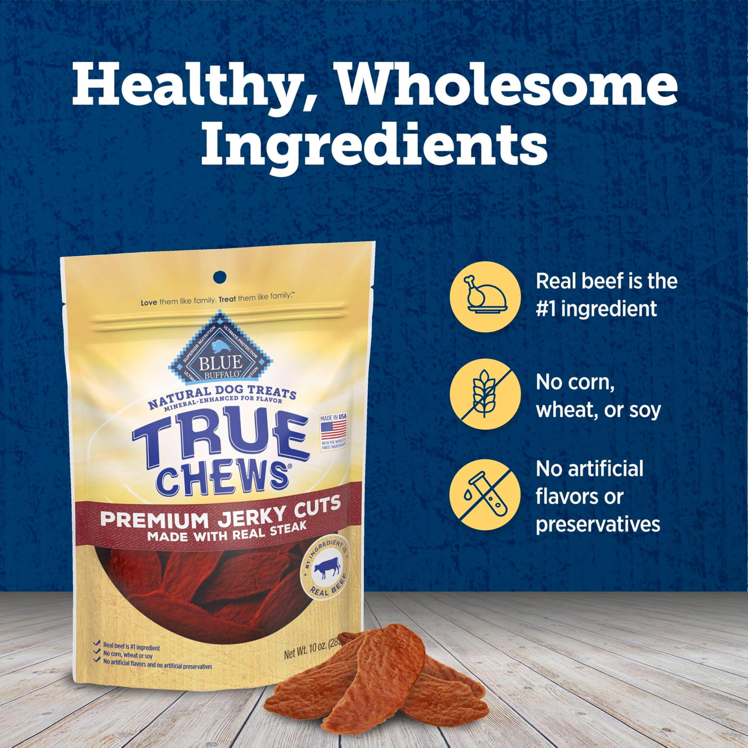 Blue Buffalo True Chews sans sous-produits de poulet, choix sûr.