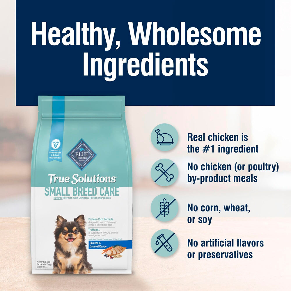 Poulet réel en premier ingrédient dans Blue Buffalo True Solutions.