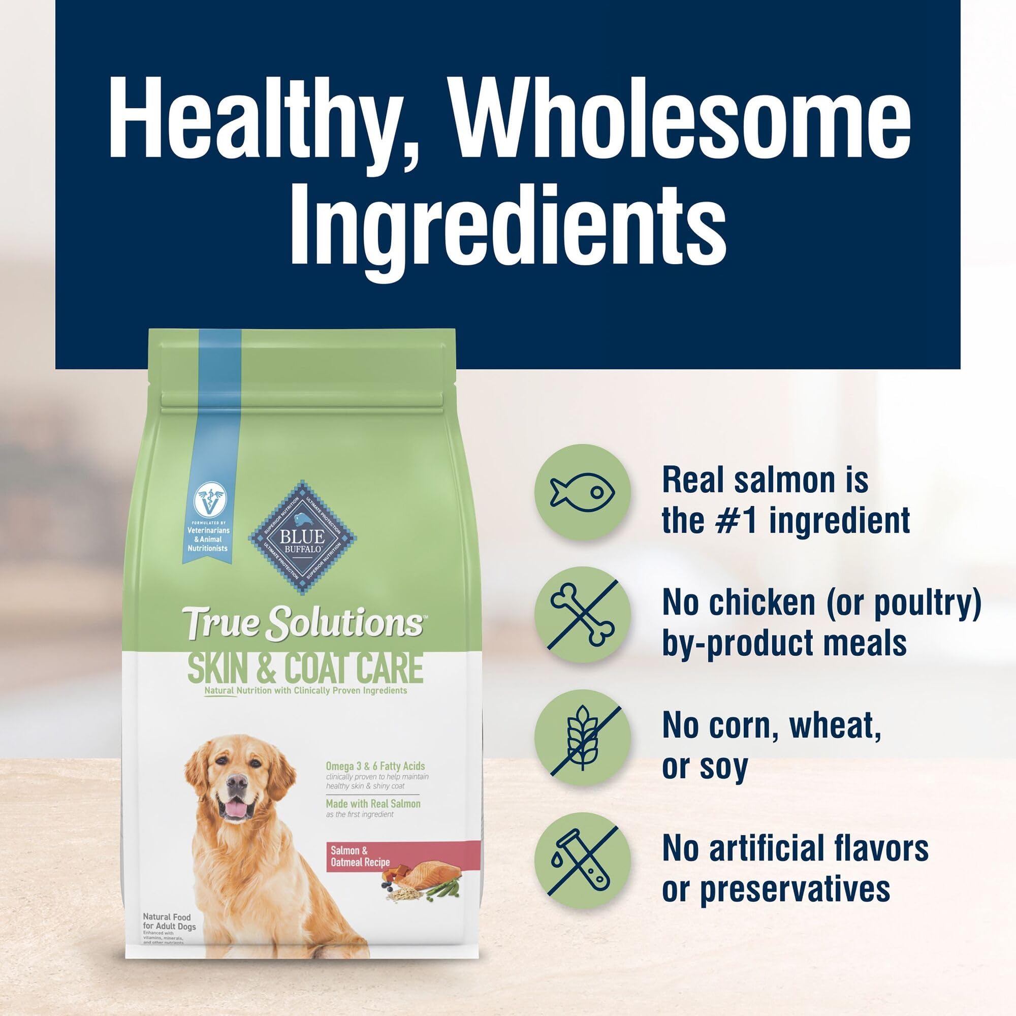 Formulation sans conservateurs artificiels de Blue Buffalo True Solutions pour le quotidien.