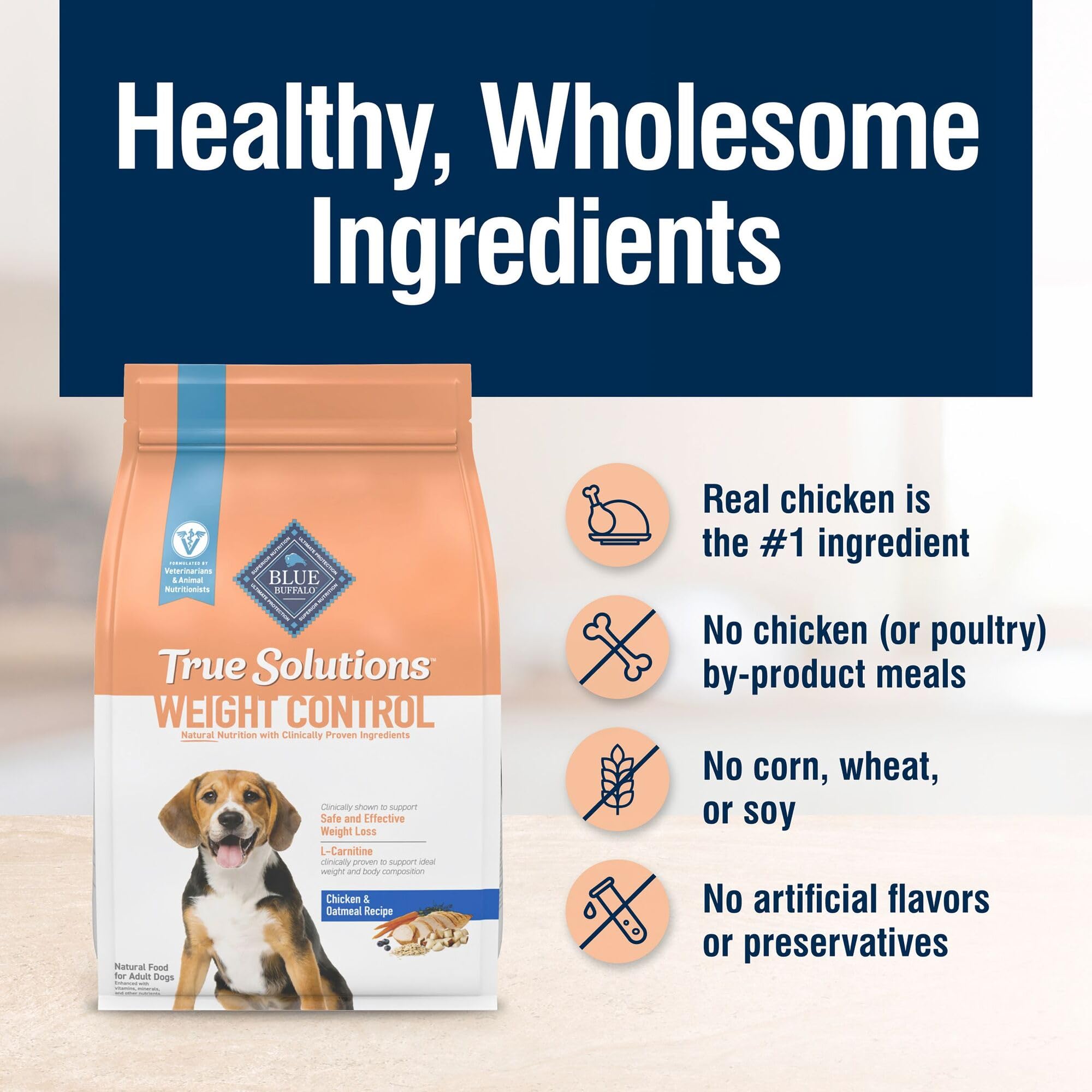 Provenance américaine et poulet de qualité dans Blue Buffalo True Solutions.