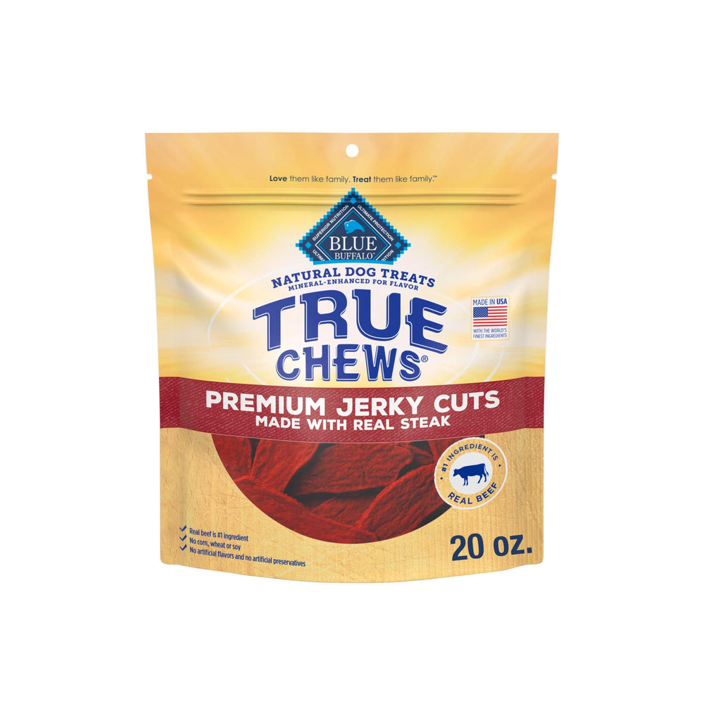 Blue Buffalo True Chews – emballage visible, récompense naturelle pour chiens enthousiastes