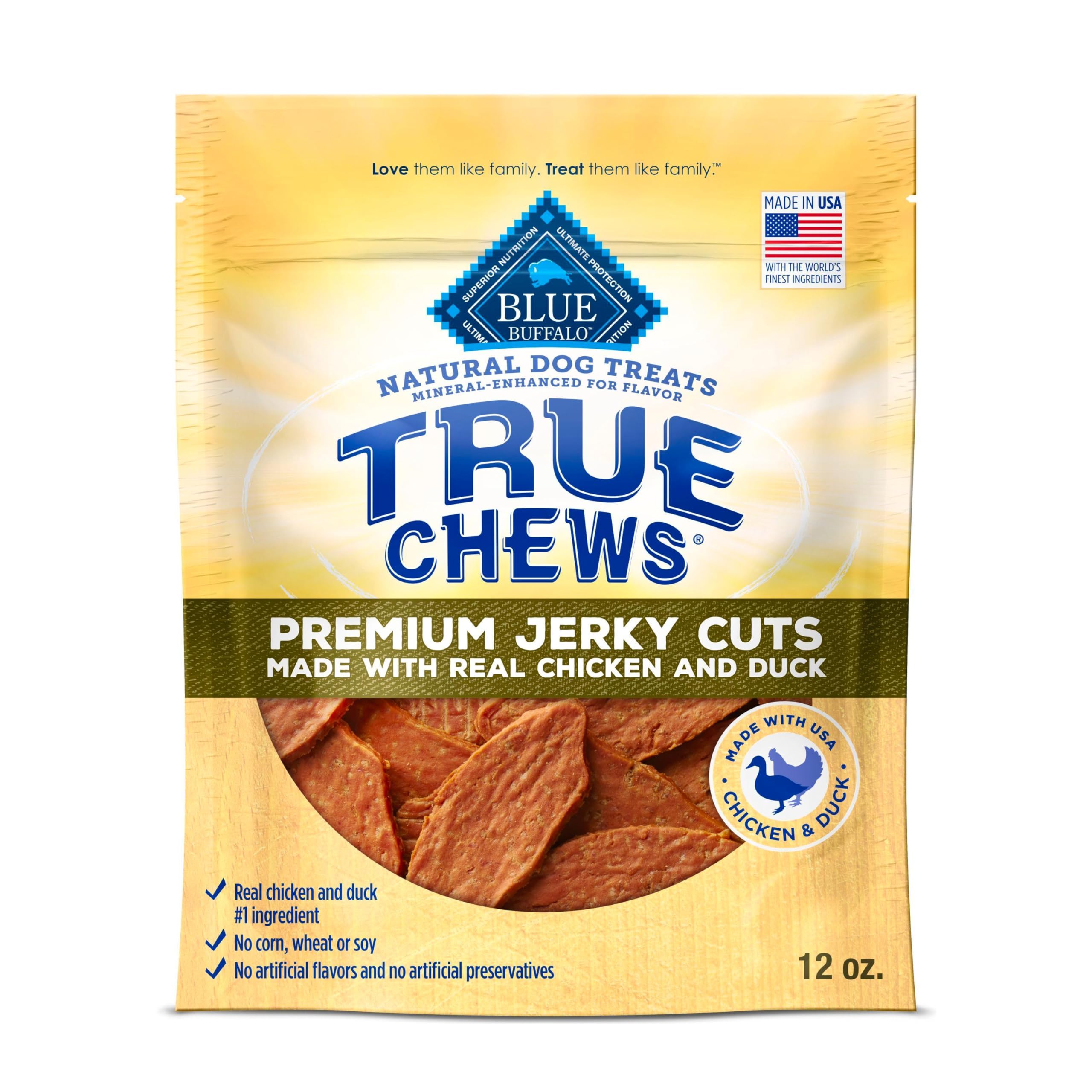 Blue Buffalo True Chews au canard, emballage 12 oz; récompense savoureuse pour chien