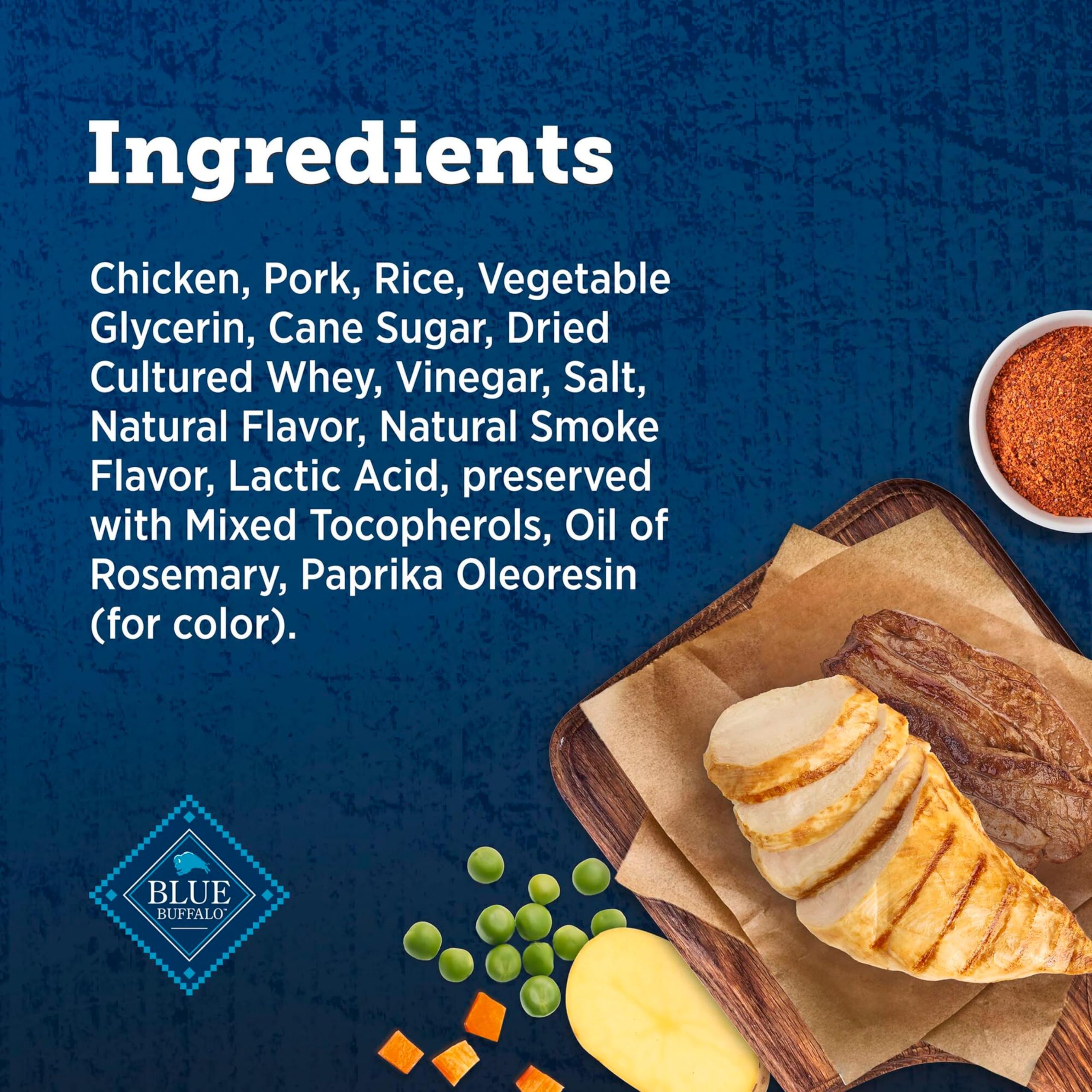 Produit fabriqué aux Etats-Unis avec des ingrédients naturels Blue Buffalo True Chews.