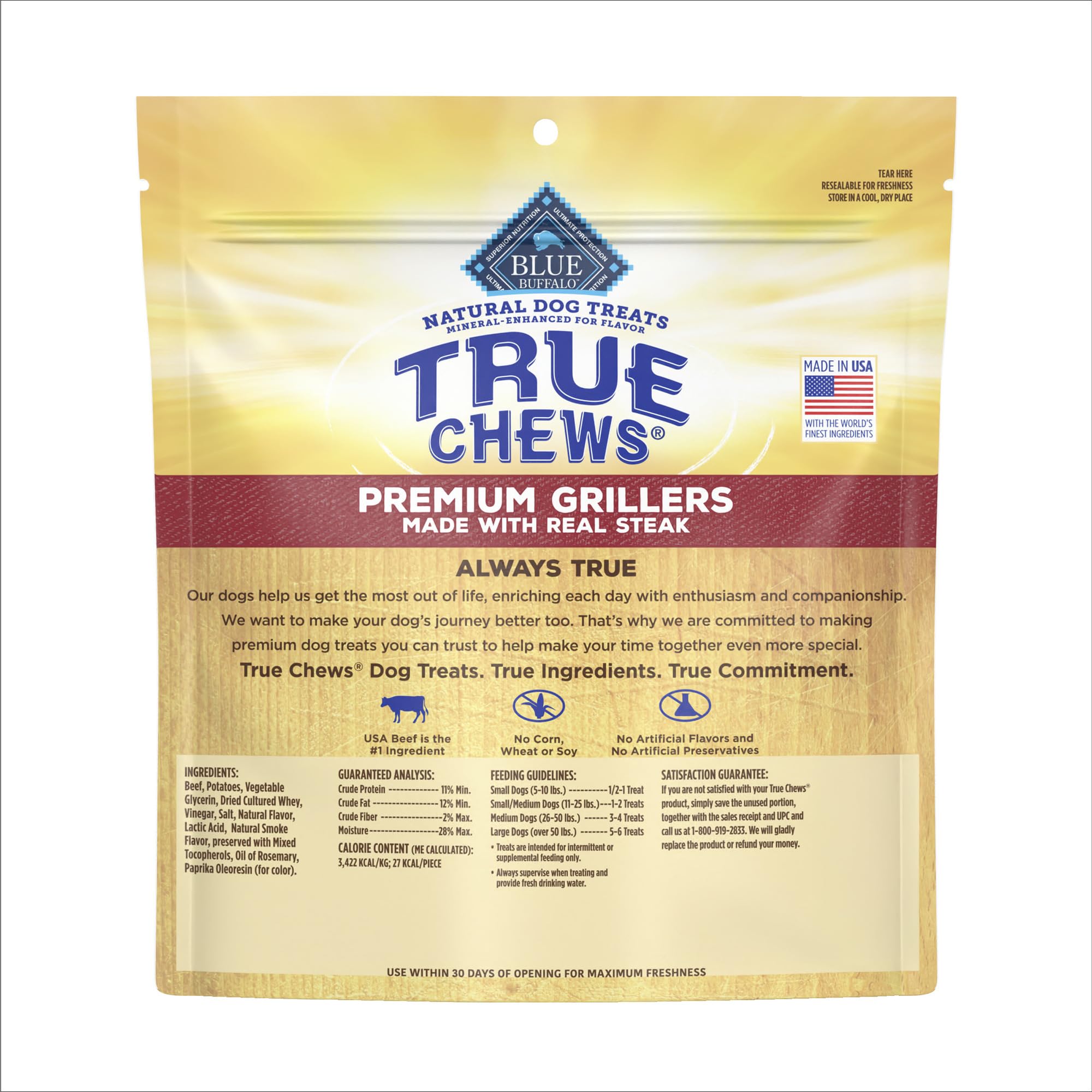 Blue Buffalo True Chews Grillers premier ingrédient boeuf réel