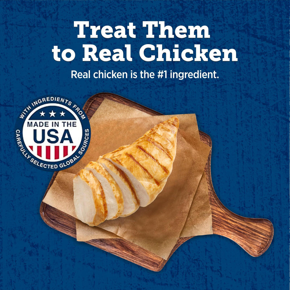 Ingrédients naturels Blue Buffalo True Chews poulet et pomme – poulet réel comme premier ingrédient.
