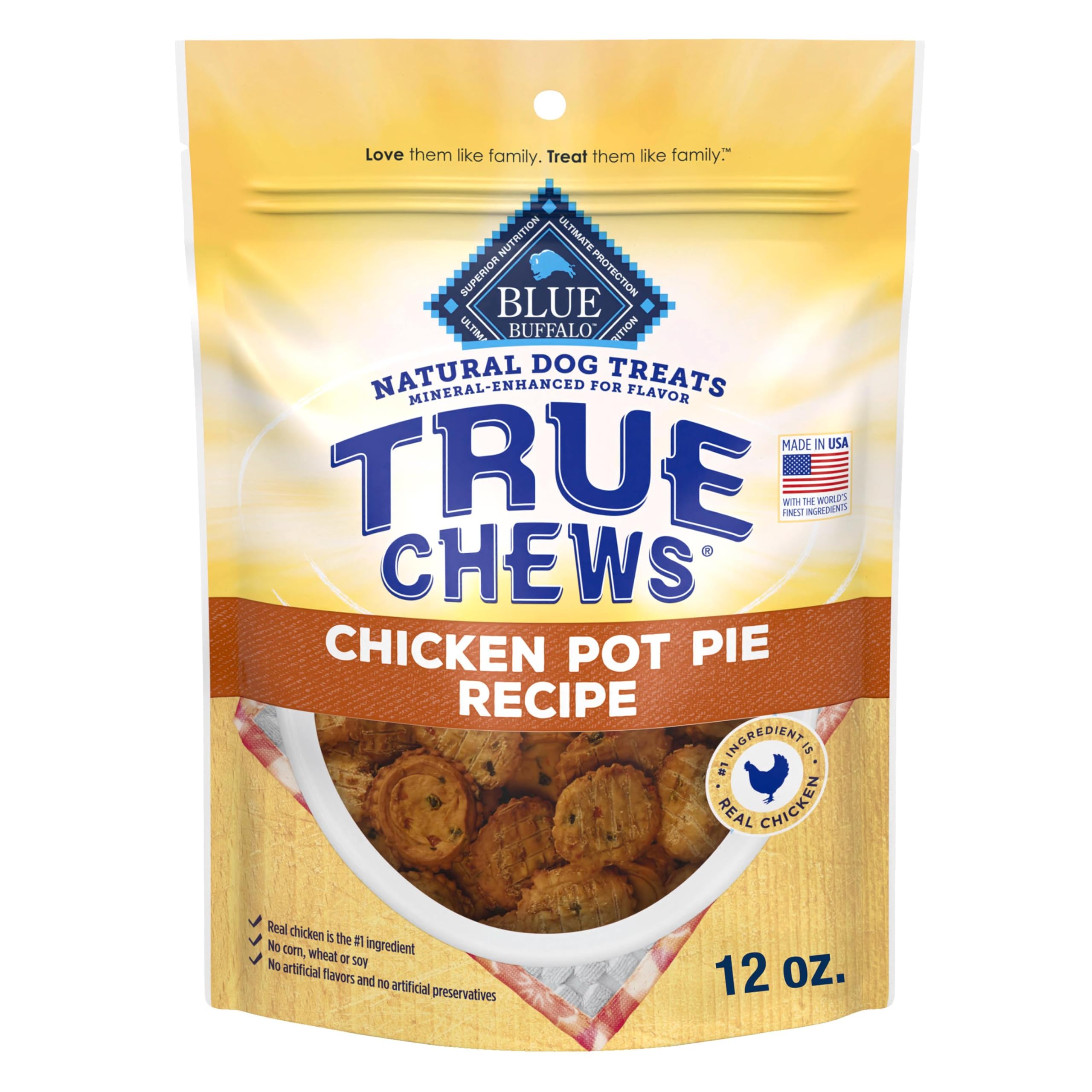 Blue Buffalo True Chews poulet Pot Pie en sachet, récompense naturelle et appétente