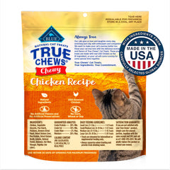 Blue Buffalo True Chews avec poulet premier ingrédient, goût apprécié des chats.