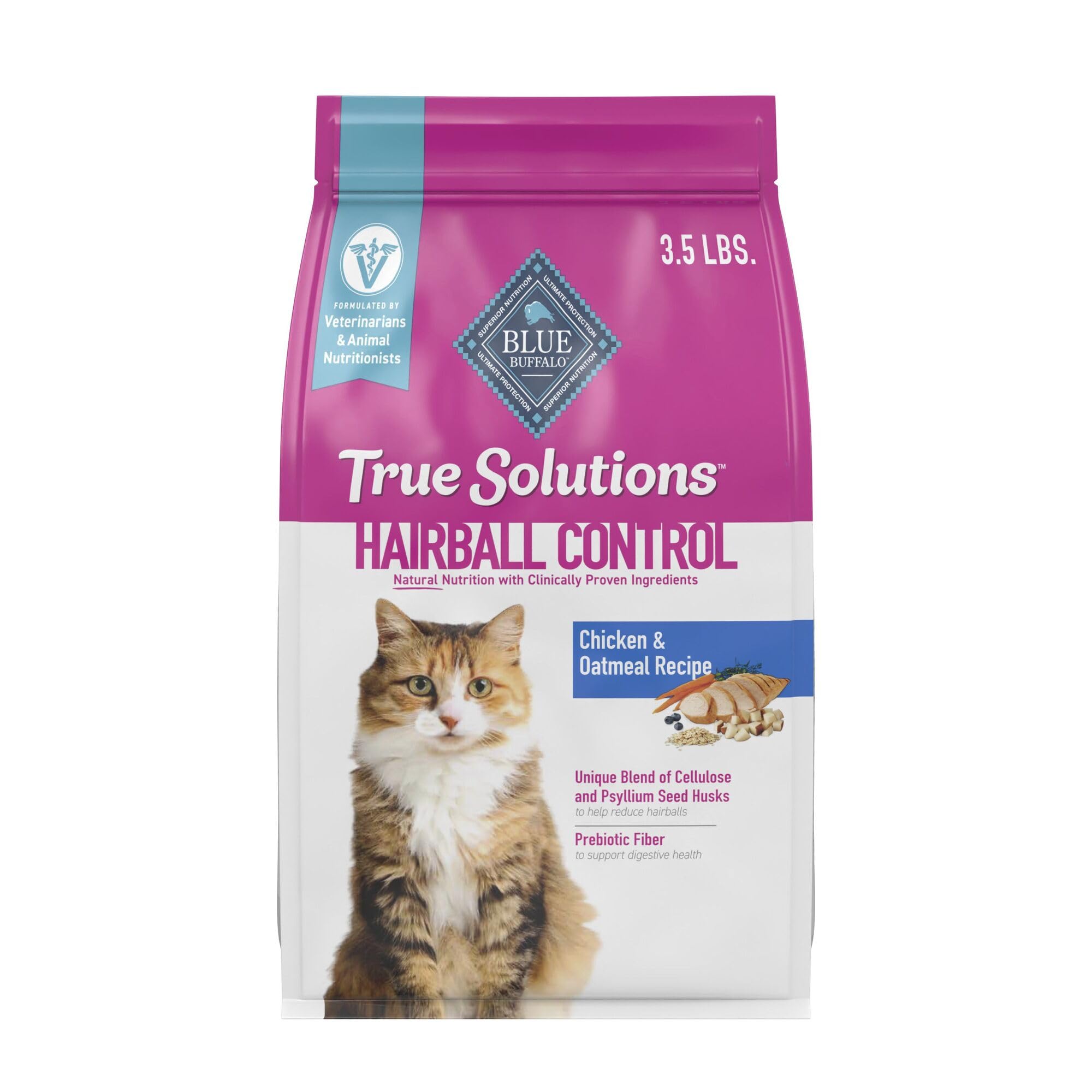 Blue Buffalo True Solutions Hairball Control, sac 3,5 lb, aidant à réduire les boules de poils.